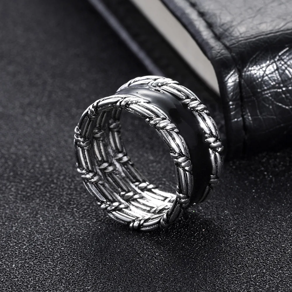 Ancient Silver color Infinity Buddha Ring Eternity Man Black Dripping Oil Ring Charms Best Friend Gift Symbol Rings for Women