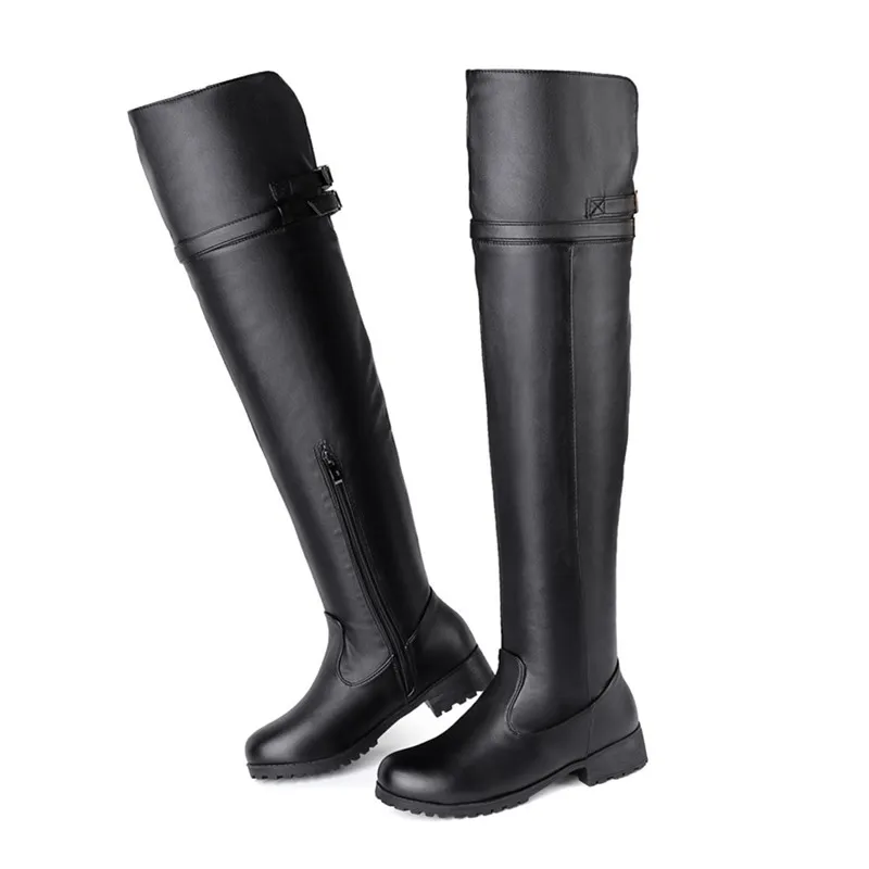 MoonMeek plus size 34-48 fashion ladies autumn winter boots round toe over the knee boots zip low heels women boots 2022 new