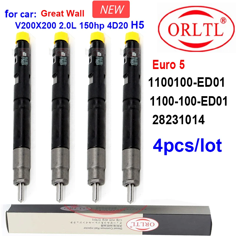 

4pcs Genuine Fuel Injector 1100100ED01 28231014 ED01 1100100-ED01 for Great Wall Hover V200 & X200 2.0L 150hp 4D20 H5 & H6