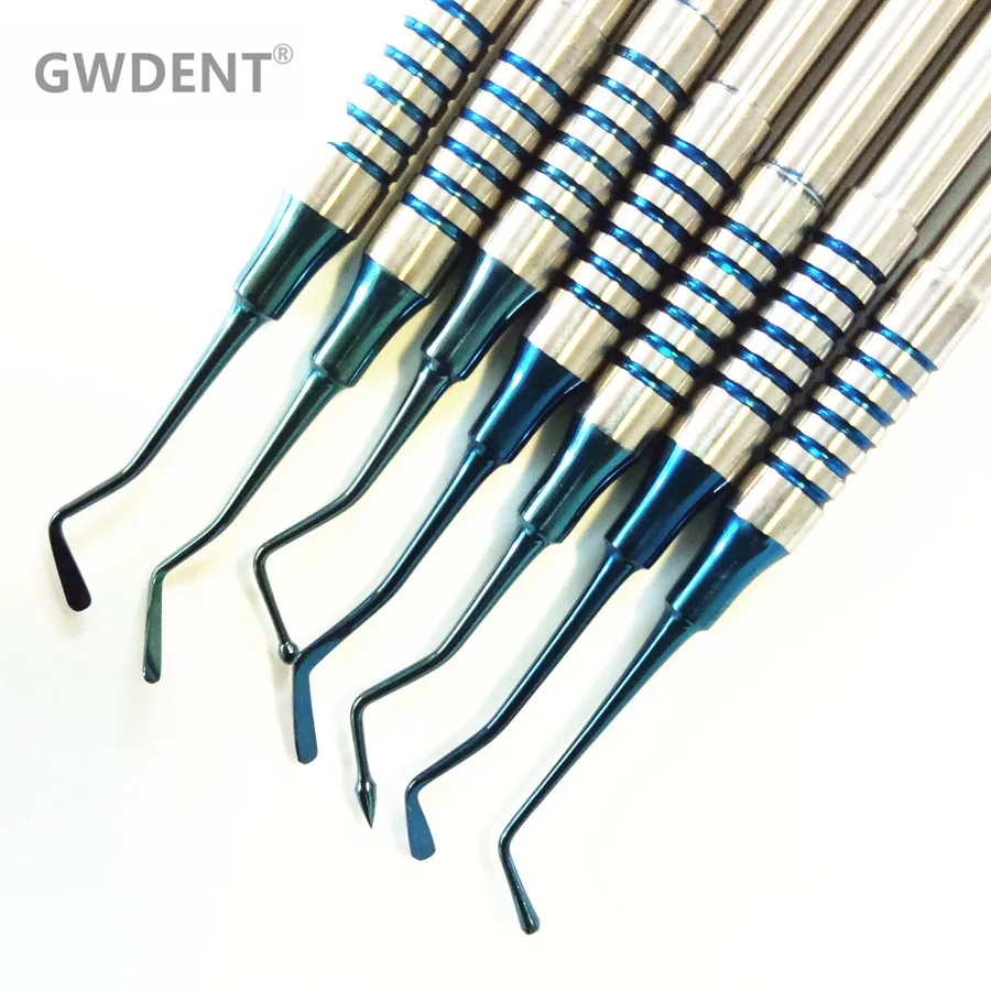 

7Pcs Dental Composite Resin Filling Spatula Titanium plated Head Resin Filler Set thick handle Restoration set Dental Instrument