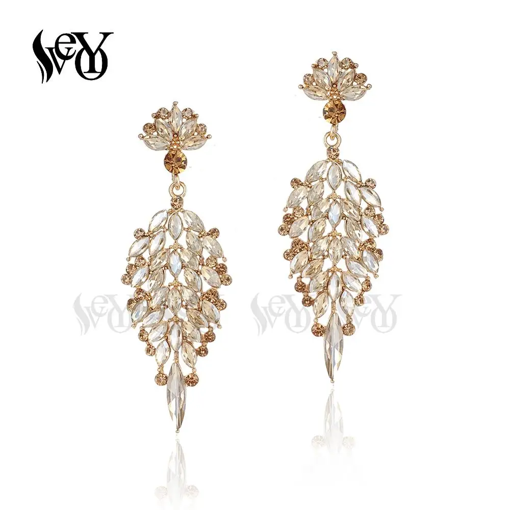 VEYO Luxury Crystal Drop Earrings Elegant Party Bridal Dangle Earrings For Women Gift New