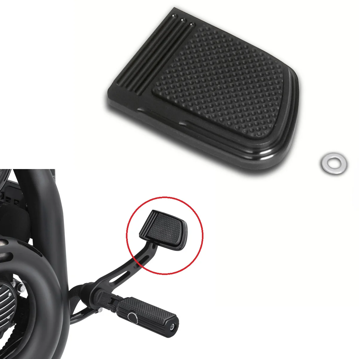 CNC Black Defiance Small Brake Pedal Pad Cover For Harley Dyna Fat Bob FXDF FXDL1993-2021 Softail FXSTS 1984-2021