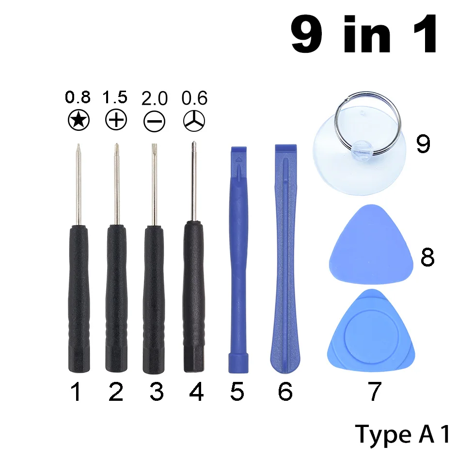 

With 0.6 Y 0.8 Pentalobe 1.5 Phillips Mini Screwdriver Set Standard 9 in 1 Opening Tools Kit For iPhone 7 8 X Repair Tool 1000