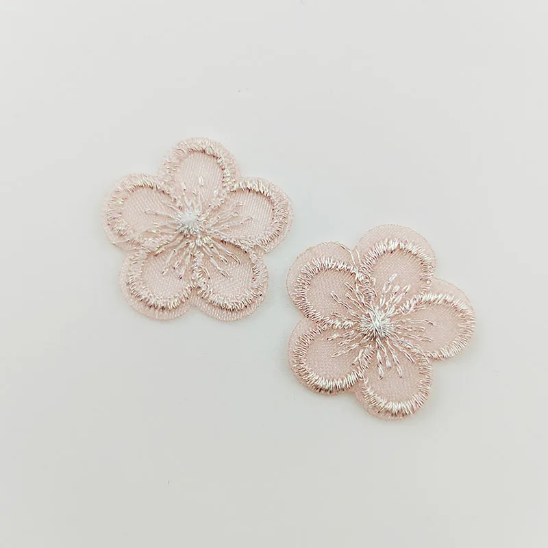50 Stück/Los. 2,5 cm bestickte Netzblumen-Stoffaufnäher für Bekleidung, Nähzubehör, DIY-Haarspangen-Accessoires – Detail 1