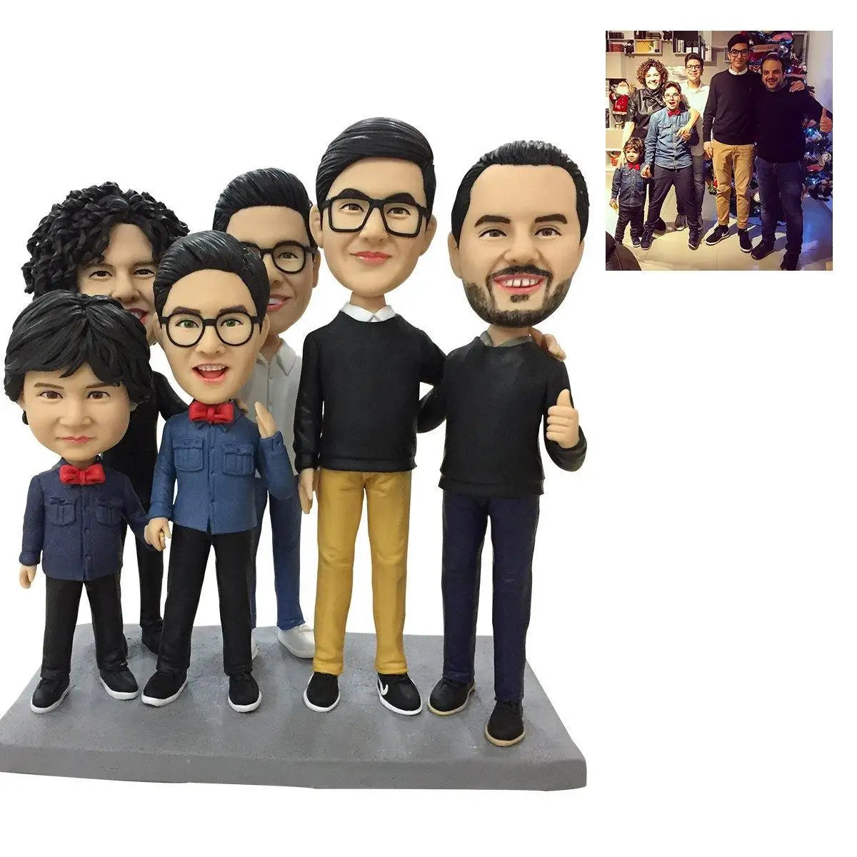 Fully Customizable 6 Person Custom Bobblehead From China Handmade Sculpture Polymer Clay Doll Office Home Desktop Mini Statue