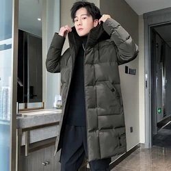 ฤดูหนาวใหม่ผู้ชายขนาดกลางและยาว MODE Korea Hooded ลงเสื้อผ้าฝ้าย Casual Coat หนา WarmTop สุภาพบุรุษหนุ่ม