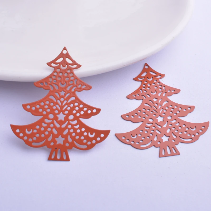 30pcs Ac4270 35*40mm  Filigree Christmas Tree Charms Brass Trees Pendant DIY Earring Findings