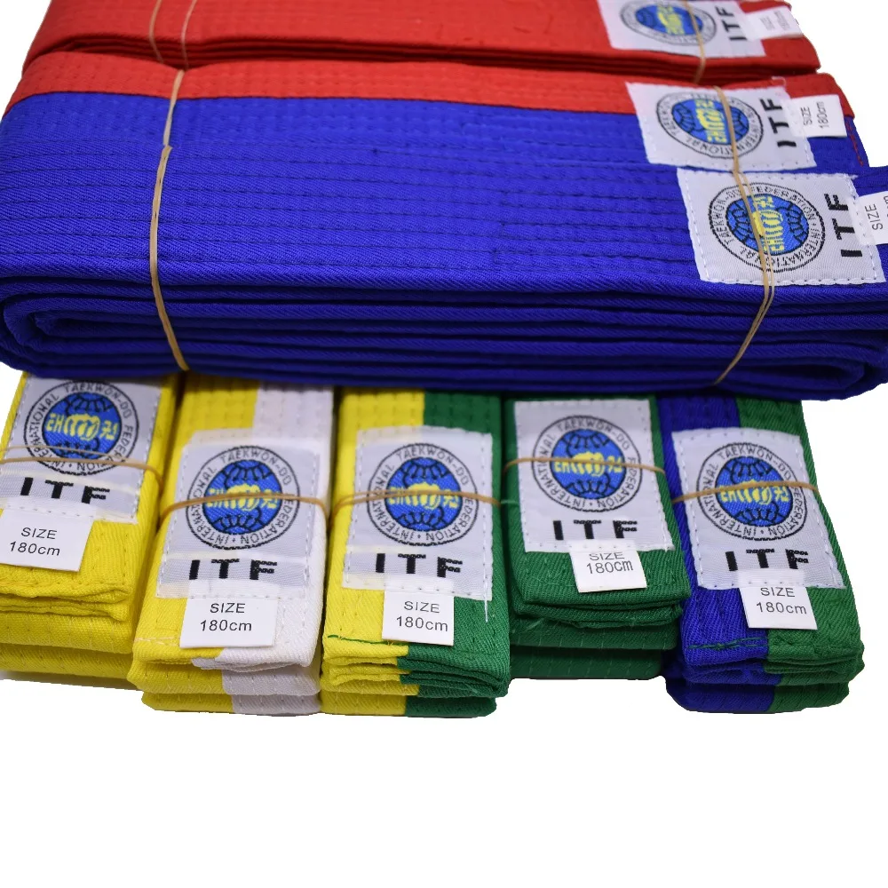 High- quality Taekwondo belts ITF belts Approve Martial Arts Kimono Judo Uniform high level Pure cotton for trainer