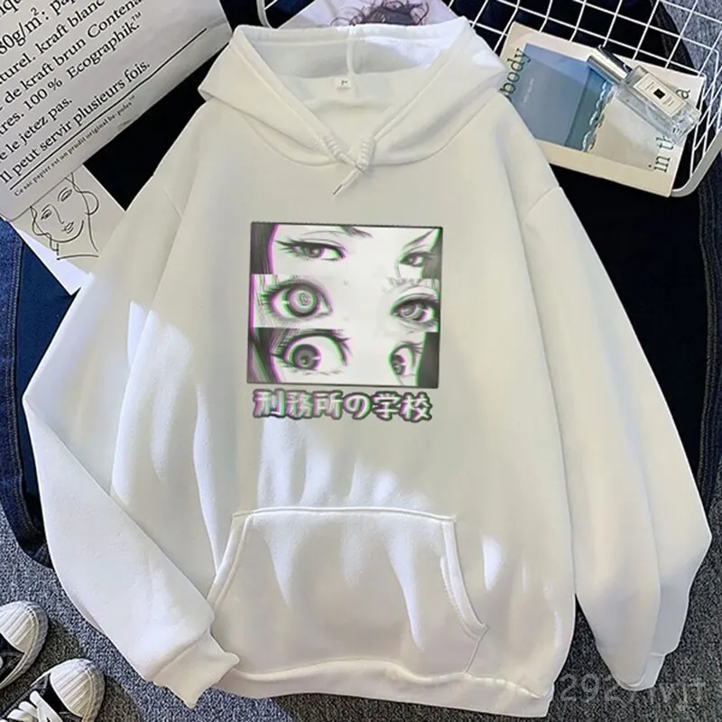 

New Prison School Eyes Sad Japanese Anime Hoodie Graphic Sweatshirt Hooded Women Men Streetswear Hoodies