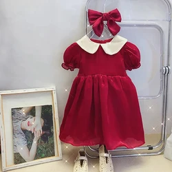 Girls Summer Dress Red Ceremony Dress Girls Lace Wedding Dress for Girls Elegant Party Gown Dresses Vestidos Children Clothes