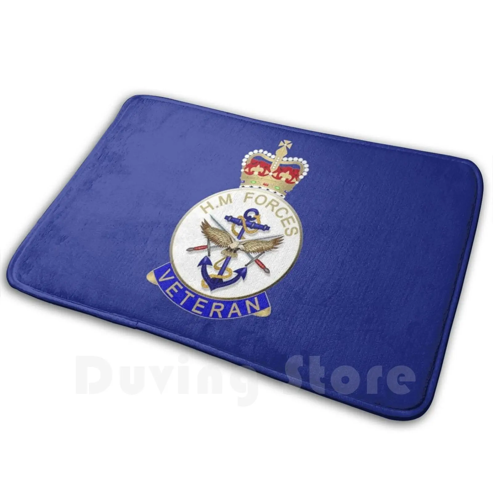 Forces Veteran Badge. British Veteran. On Royal Blue. Carpet Mat Rug Cushion Soft Forces Army Navy Raf Veteran