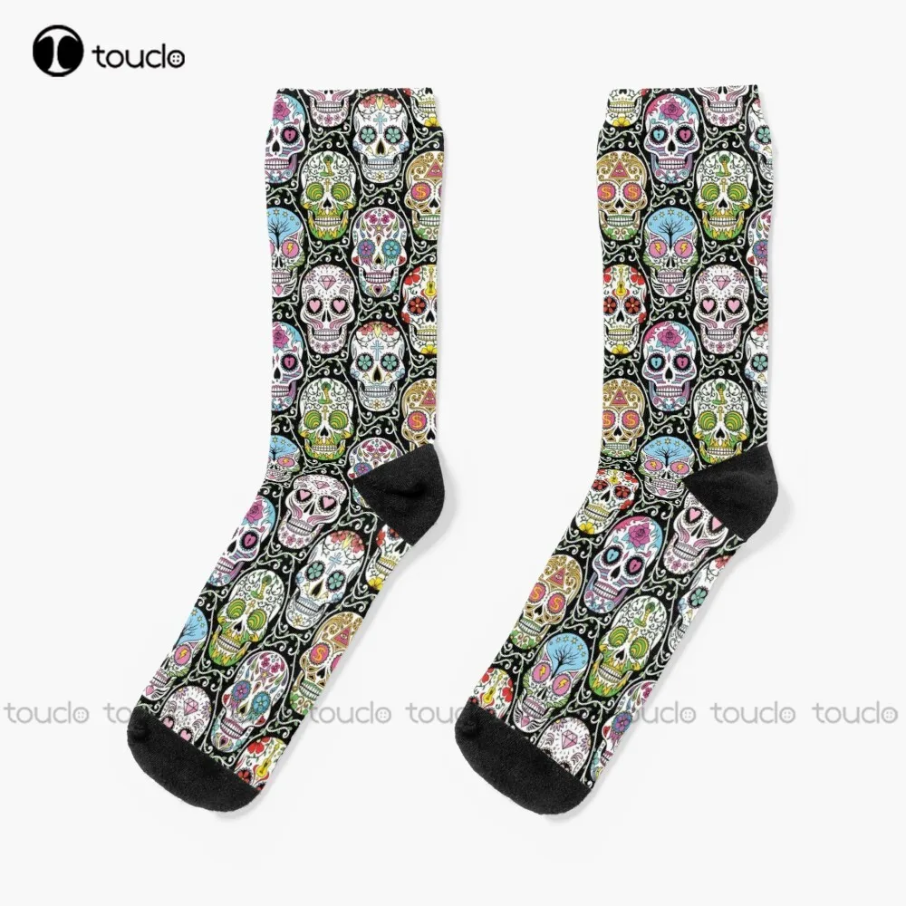 Mexican Skull Pattern Socks Cow Socks Christmas New Year Thanksgiving Day Gift Unisex Adult Teen Youth Socks Custom Funny Sock