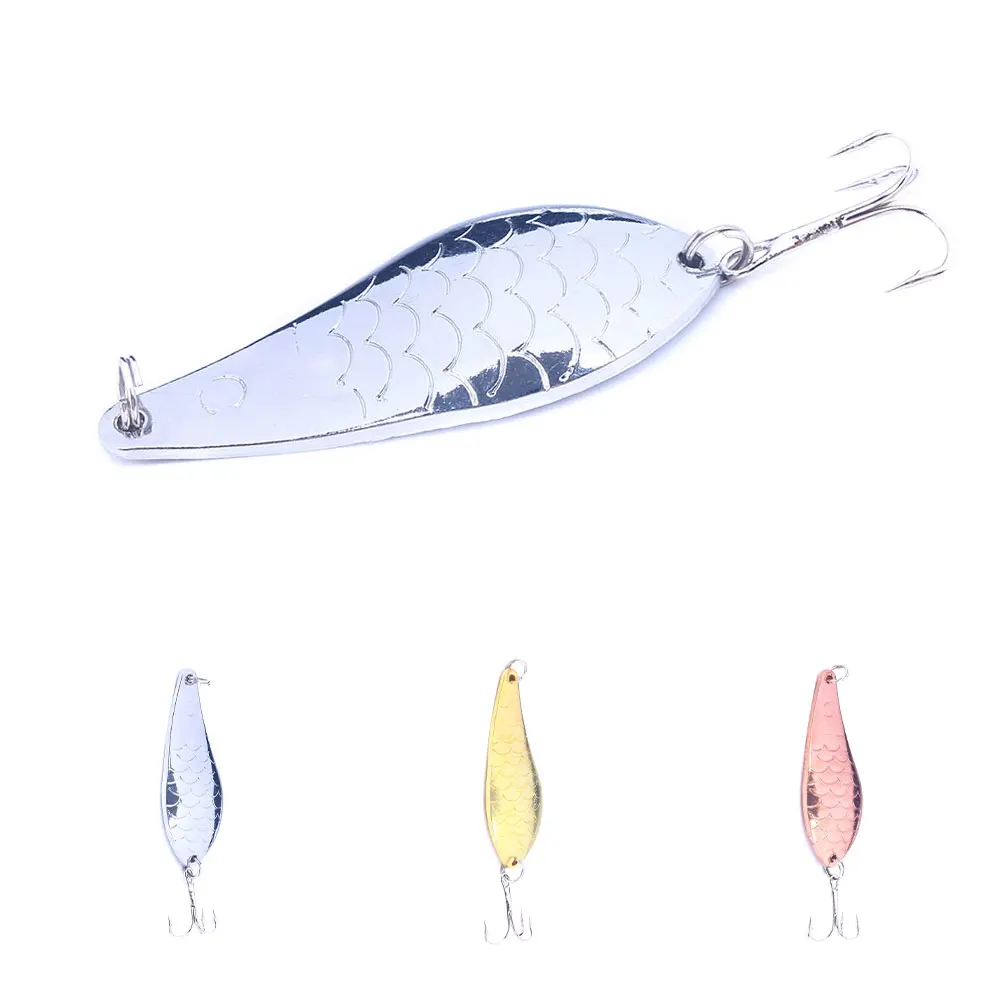 1pc 7cm 20g Metal Spinner Spoon Fishing Lure Hard Baits Silvery/Golden Sequins Noise Paillette 4# Treble Hook Fishing Tackle
