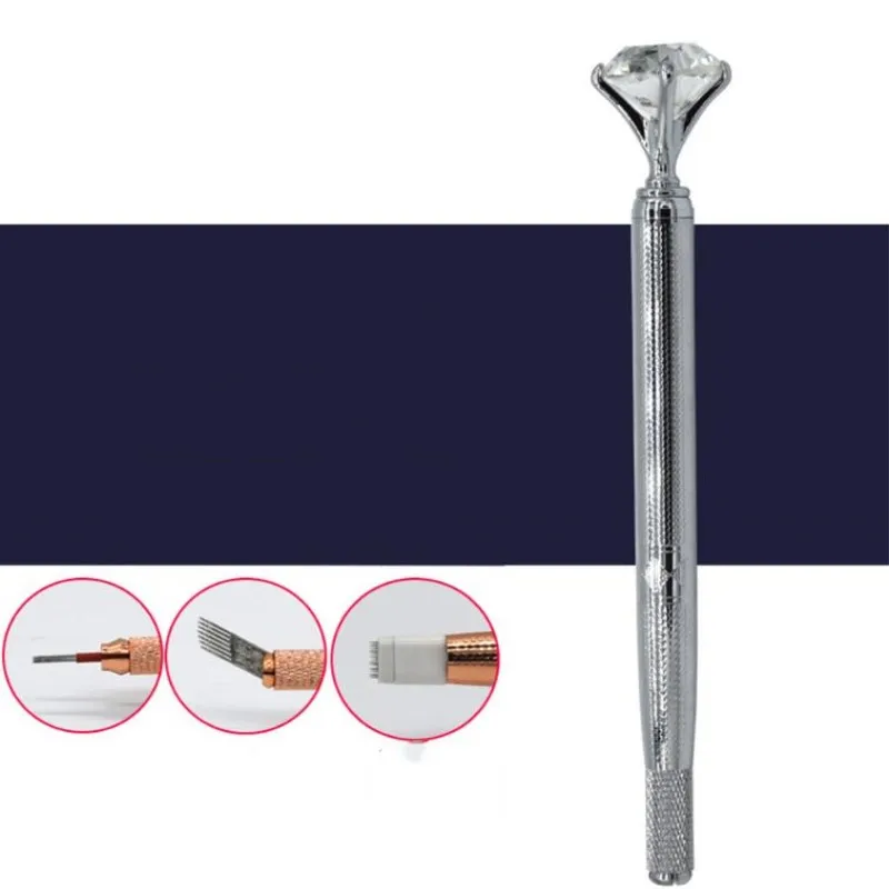 1 قطعة الحاجب دليل القلم ماكينة رسم الوشم التجميلي للماكياج الدائم ثلاثية الأبعاد الحاجب الشفاه التطريز Munsu Tebori مع كريستال الماس