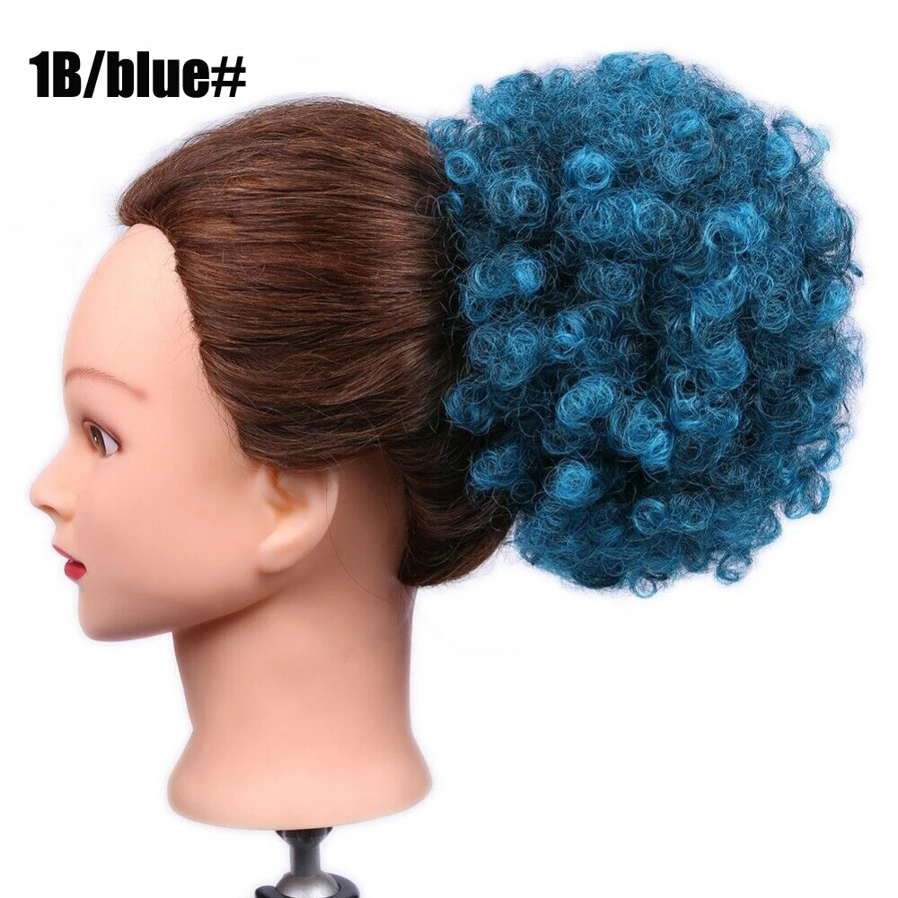 Krótki Afro Puff syntetyczny przyrząd do koka z włosów Chignon Hairpiece dla czarnych kobiet sznurkiem kucyk perwersyjne kręcone Updo klip