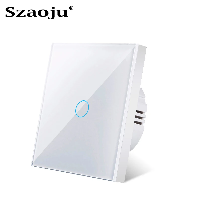 Szaoju EU Touch Switch Led Panel Wall Lamp Light Switches White Crystal Glass Panel Light 1/2/3 Gang Interruttore AC100-240V