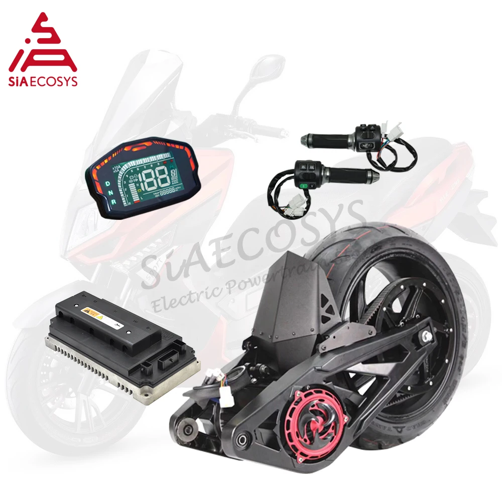 QSMOTOR/SIAECOSYS 14 x 6.0inch 3000W Max 6000W Continous 72V 100KPH 138 Mid Drive Motor Kit for Big PCX Electric Scooter