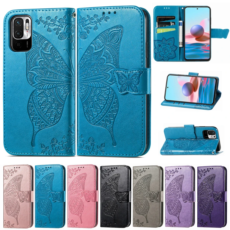 

Wallet Butterfly Leather Case For Xiaomi Redmi 10 9 9A 9C 9T 8 8A Note 11/11 Pro +/10/10S/10 Pro/9Pro/8Pro Mi Poco X3 Nfc/M3 11T