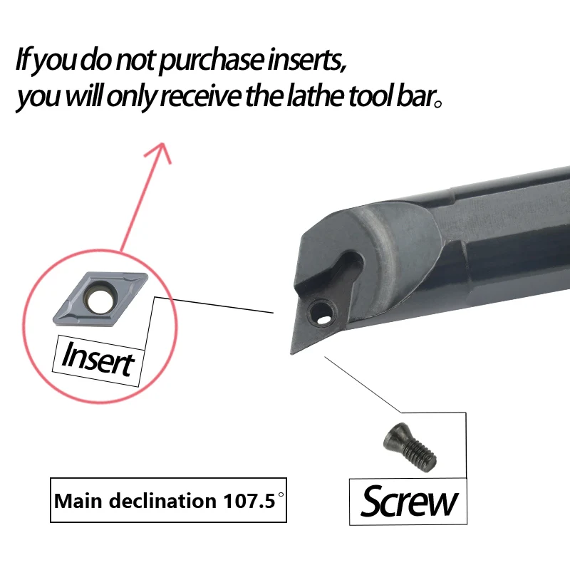 1pc S16Q-SDQCR11 S20R-SDQCR11 S25S-SDQCR11 Internal Turning Tool Holder DCMT Carbide Inserts Lathe Bar CNC Cutting Tools Set