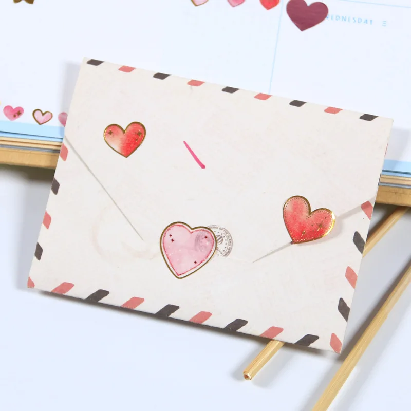 1pcs/lot Kawaii Stationery Stickers Pink love Bronzing Diary Planner Decorative Mobile Stickers Scrapbooking DIY Craft Stickers