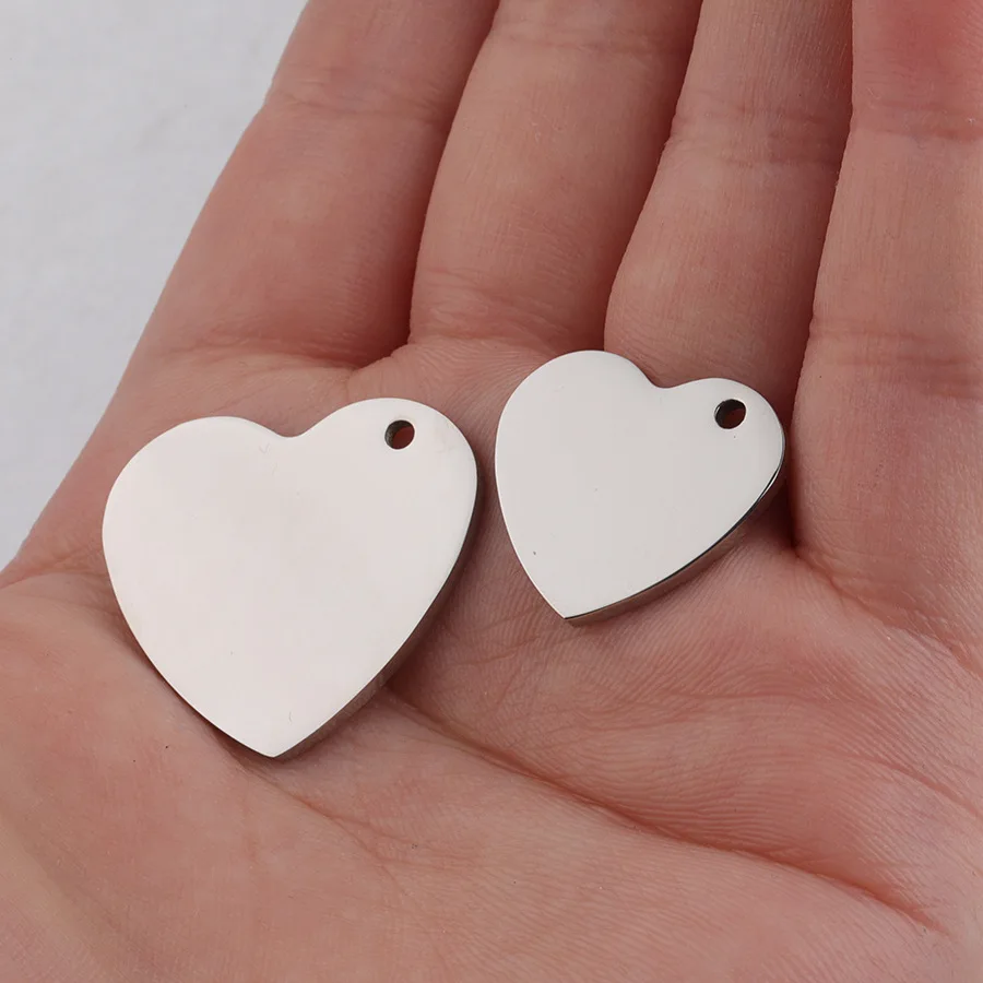 50pc 17*19mm 23*25mm Big Love Hearts Charm Mirror Polished Stainless Steel Heart Charms Stamp for DIY Handmade Jewelry Wholesale