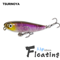 TSURINOYA Small Top Water Lure 60mm 3.1g Dog Pencil Floating Minnow Fishing Hard Bait DW64 Long Casting Trout Lures Hot Sale