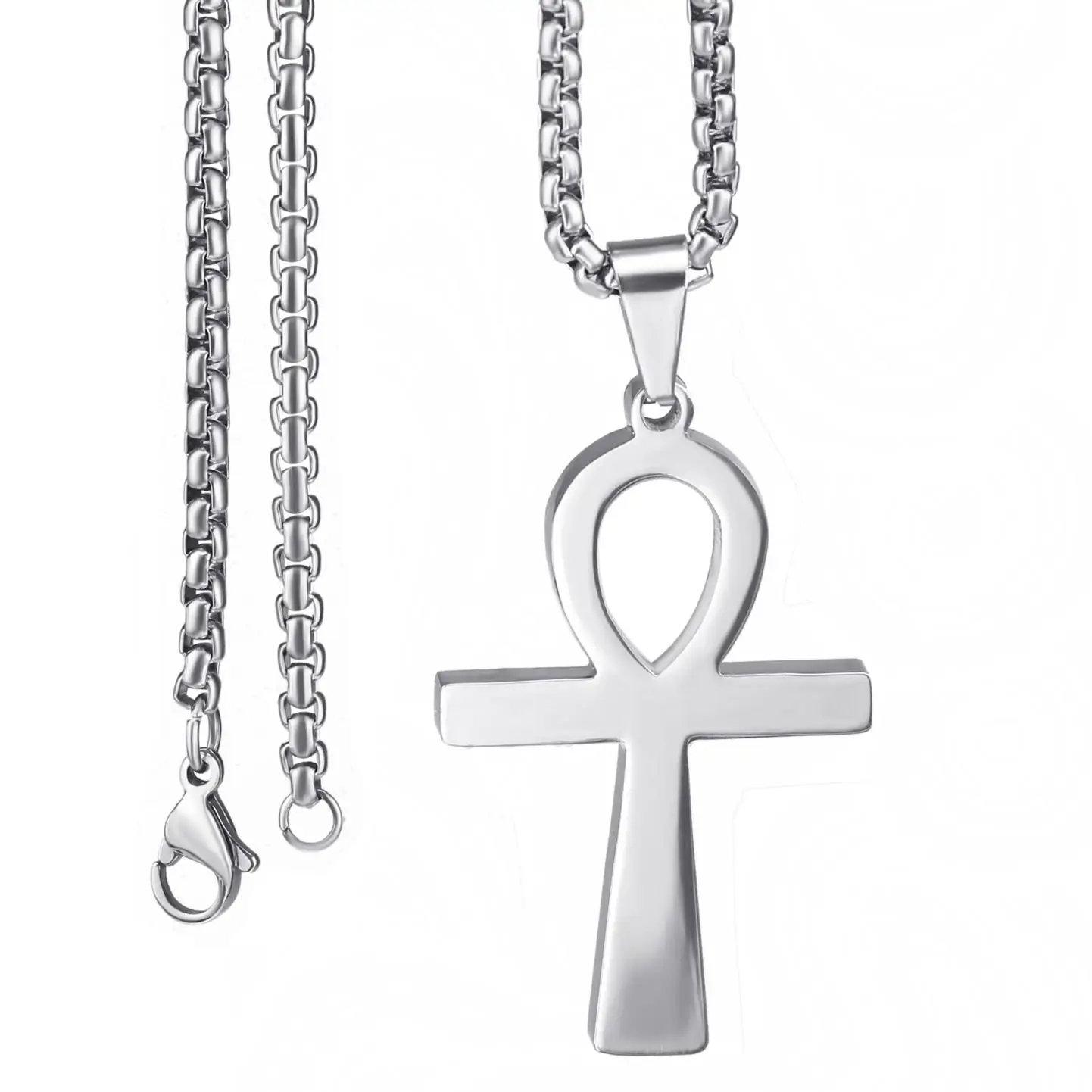 

Mens 316L Stainless Steel Pendants Ancient Ankh Cross Egyptian Symbol Of Life Necklace Chain Jewelry