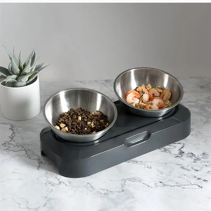 Cute Cat Dog Bowl  Stainless Steel Fall-resistant Durable Food Bowl Pet Single Double Bowl Feeding Feeder Water BowlPet Supplies