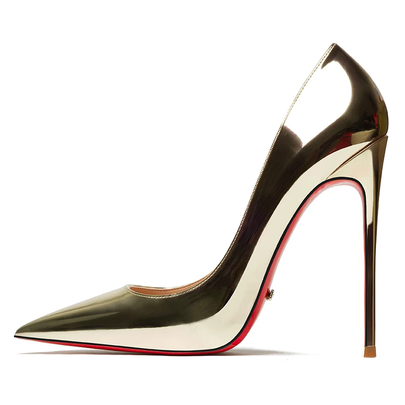 HLTINO Gold Silver Pumps Women Sexy Shoes Red Bottom Heels Sheepskin Champagne High Heels Ladies Wedding Party Stilettos