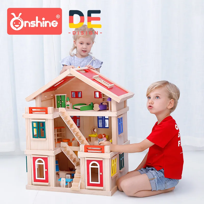 

ONSHINE DIY Wooden Doll house with furniture Handmade Miniature House Luxury Simulation Dollhouse Assembling Toys For Kids Gifts