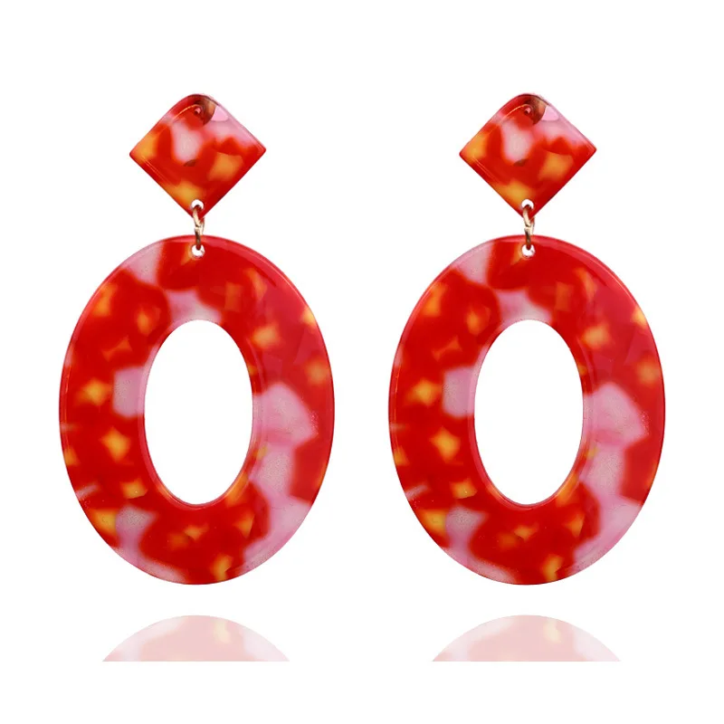 Acrylic Acetate Earrings 2019 Women Clip on Earring Bohemian Big Statement Fashion Circular Luxury Ear Clips Jewelry Accessories view 3