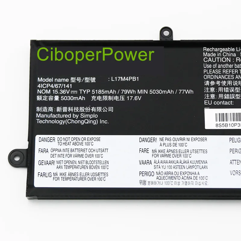 L17M4PB1 Laptop Battery For 720S-15IKB V730-15-ISE V730-15-IFI L17C4PB1 15.36V 79WH L17M4PB1