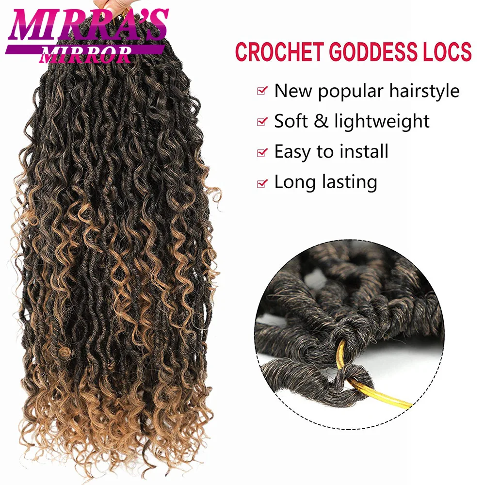 Soft Faux Locs Crochet Braids 14/18 Inch Goddess Locs Crochet Hair with Curly Ends Handmade Synthetic Braiding Hair Extensions