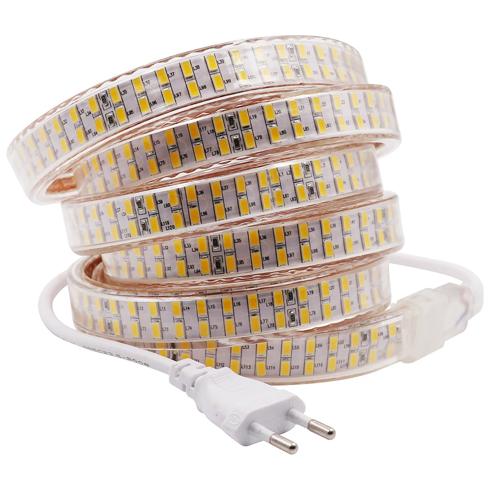 Taśmy LED 220V 110V Ultra jasny zewnętrzne wodoodporne Led wstążka SMD 5730 240 diody Led/m elastyczna LED światła podwójne wiersz taśma diodowa