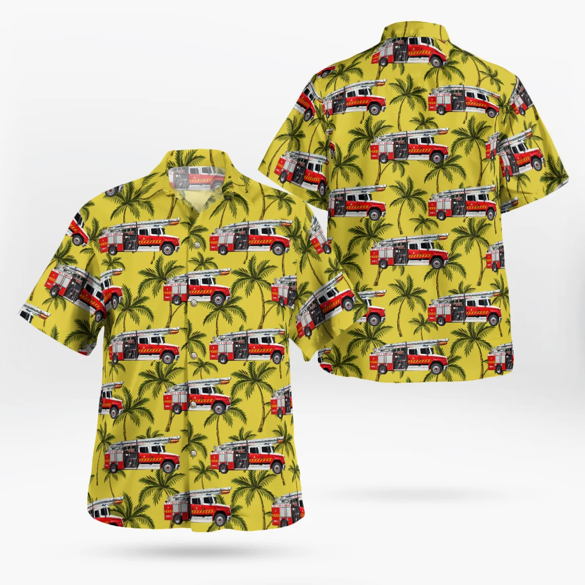 

Fire Truck 3D Beach Hawaiian 2021 Summer Men's Shirt Short Sleeve Shirt Streetwear Oversized 5XL Camisa Social Chemise Homme-777