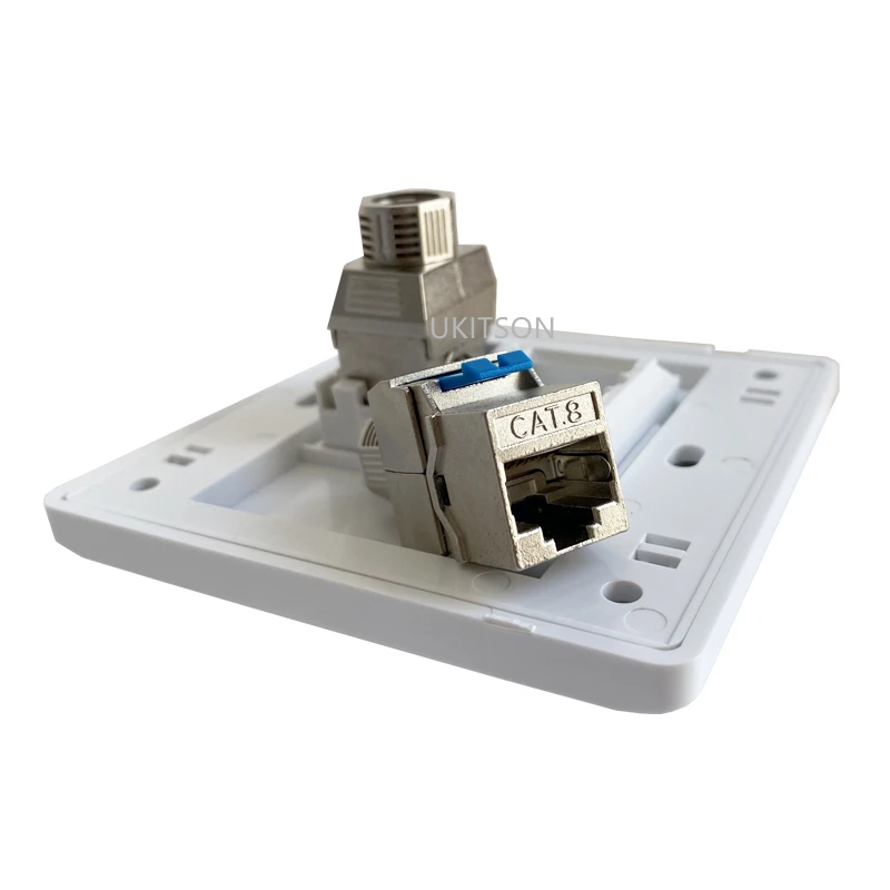Dual Gangs CAT8 RJ45 Wall Panel 40Gbps Super Speed CAT.8 LAN Socket Network Faceplate For Computer Internet Connector