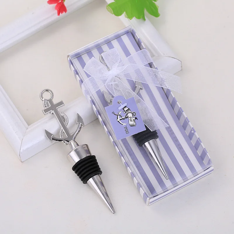 

(20 Pieces/Lot) Beach Wedding souvenirs of Nautical Themed Anchor Bottle Wine Stopper Wedding gifts For Guests and Party Favors