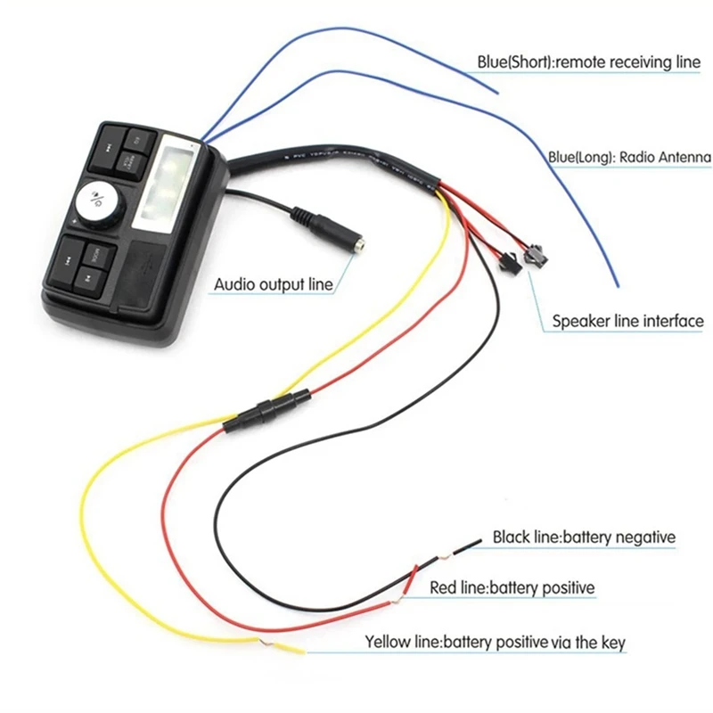 Sistema de sonido de Radio MP3 para motocicleta, altavoces estéreo Bluetooth, impermeable, FM, 5 funciones EQ, pantalla LCD, USB/SD/TF