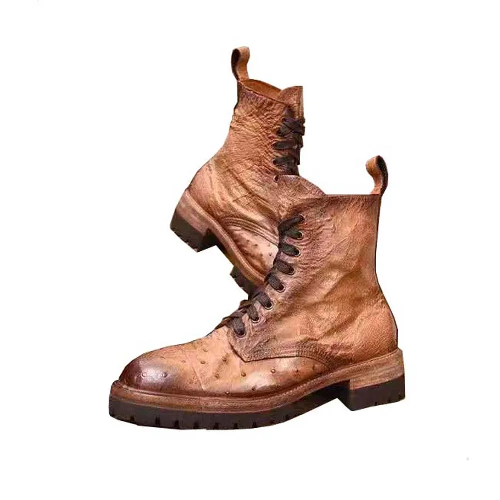 

ourui new men boots male ostrich leather shoes men shoes men ostrich boots coffee martin boots bottom of the thick rubber