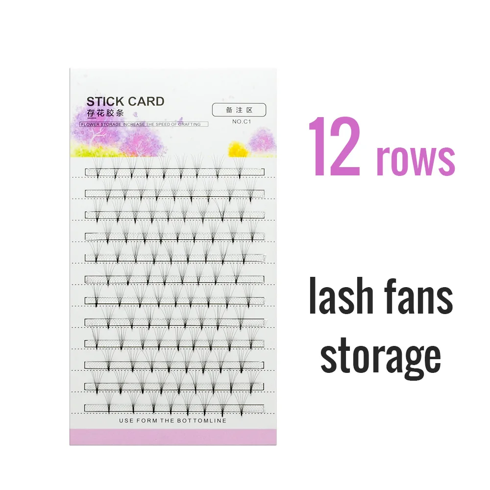 NATUHANA Eyelash Extension Storage Card Premade Fans Volume Lash Storage 2mm Sticky Strip False Eyelashes Paper Card Makeup Tool