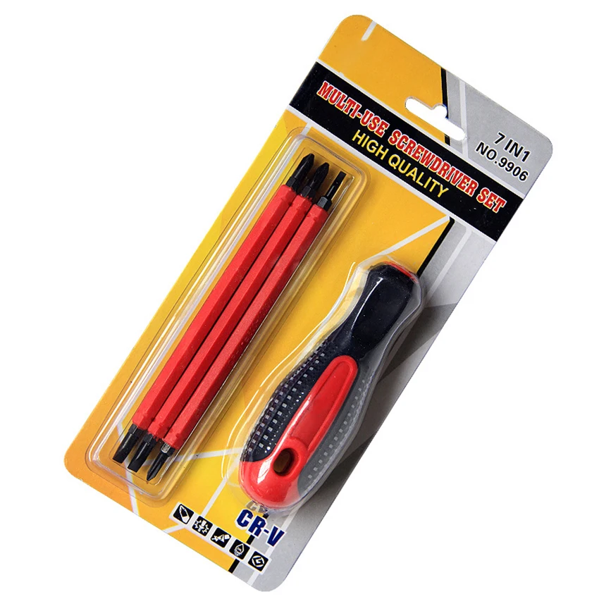 Insulated Screwdriver Set, Dual Head Magnetic Bits, Insulated Screwdriver, 4-in-1 Screwdriver Set with Interchangeable Blades