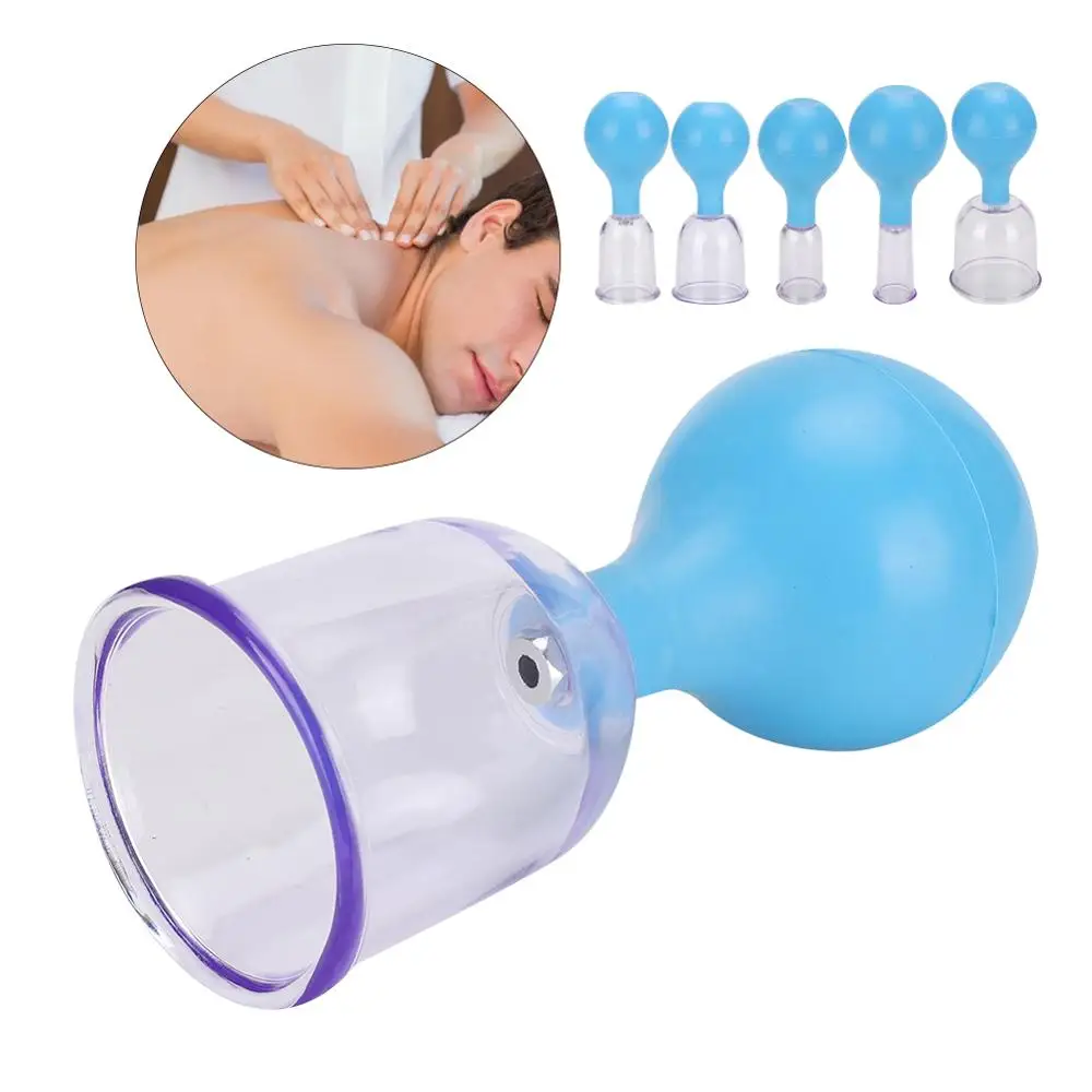 5Type Rubber Ball PC Vacuum Cupping Promote Blood Circulation Eliminate Cold Rehabilitation Therapy Cupping Device Blue Portable