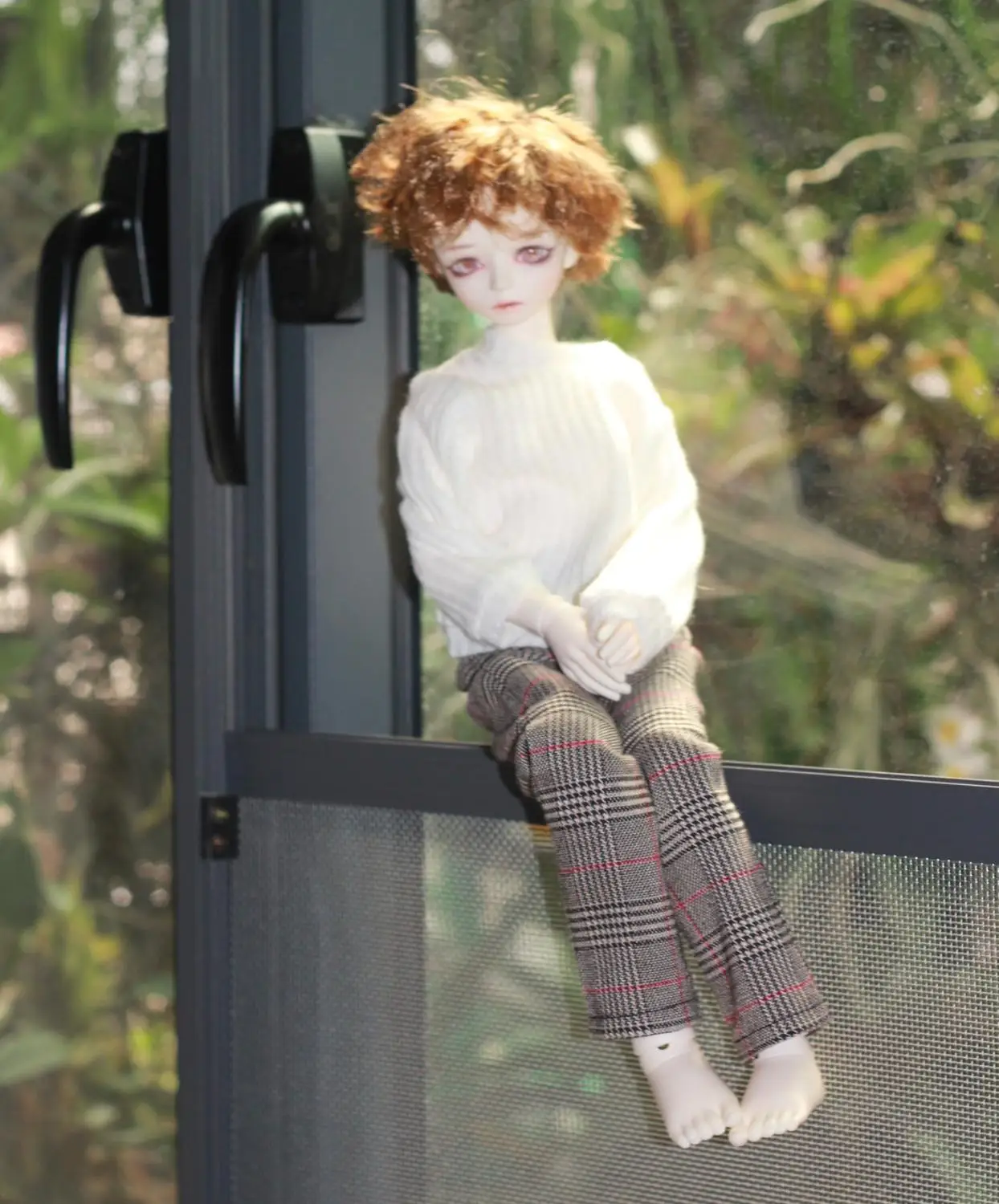 M0331 children handmade toy 1/6 1/3 1/4 uncle Doll clothes BJD/SD doll props Accessories Casual loose plaid wide-leg pants 1pcs