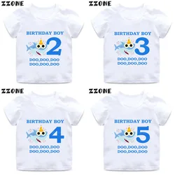 Shark 1-9 Number Print Cartoon Funny T shirt Kids Happy Birthday Present T-shirt Boys Girls Summer Clothes,HKP2441