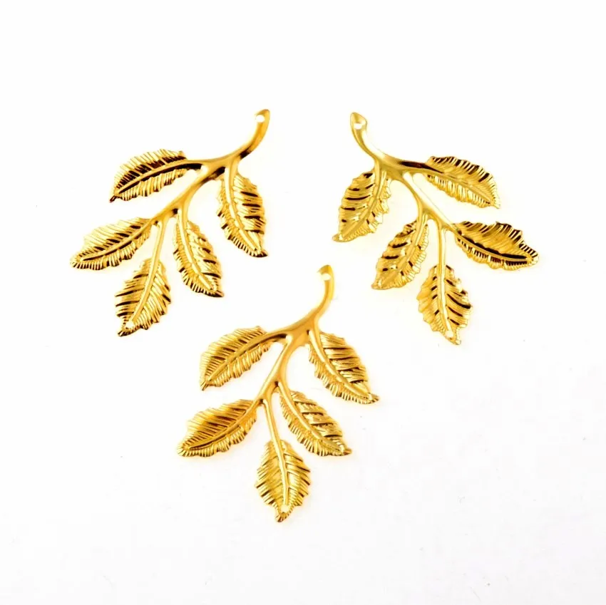 20PCs Olive Branch Leaf Filigree Wraps Connectors Metal Crafts Gift Jewelry Decoration DIY Findings 50x32mm