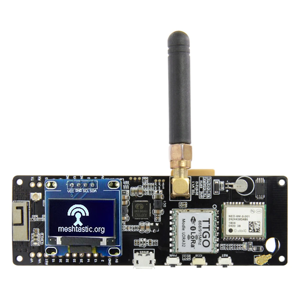 Imagem -02 - Lilygo®ttgo Meshtastic T-beam V1.1 Esp32 433 868 915 923mhz Wifi Ble Lora Esp32 Gps Neo6m Sma 18650 Suporte de Bateria com Oled