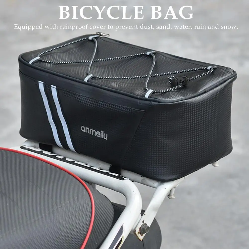 8L Motorcycles Bag Trunk Bag PU Waterproof Bicycle Trunk Bag Cycling Rack Pack Bike Rear Bag Frame Accessories Behind Seat