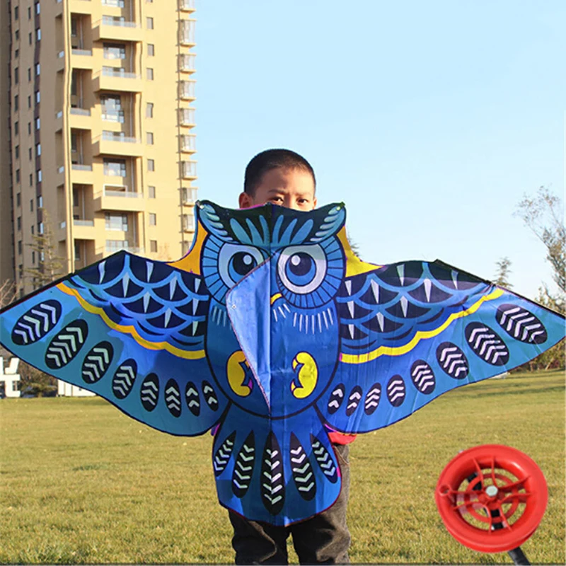 110cm Flying Kite Colorful Cartoon Owl With Kite Line Kids Outdoor Toy