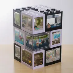 Creative Multicolor Stackable Building Blocks Ecological Mini Aquarium Fish Tank Small Reptile Pet Box landscape seawe