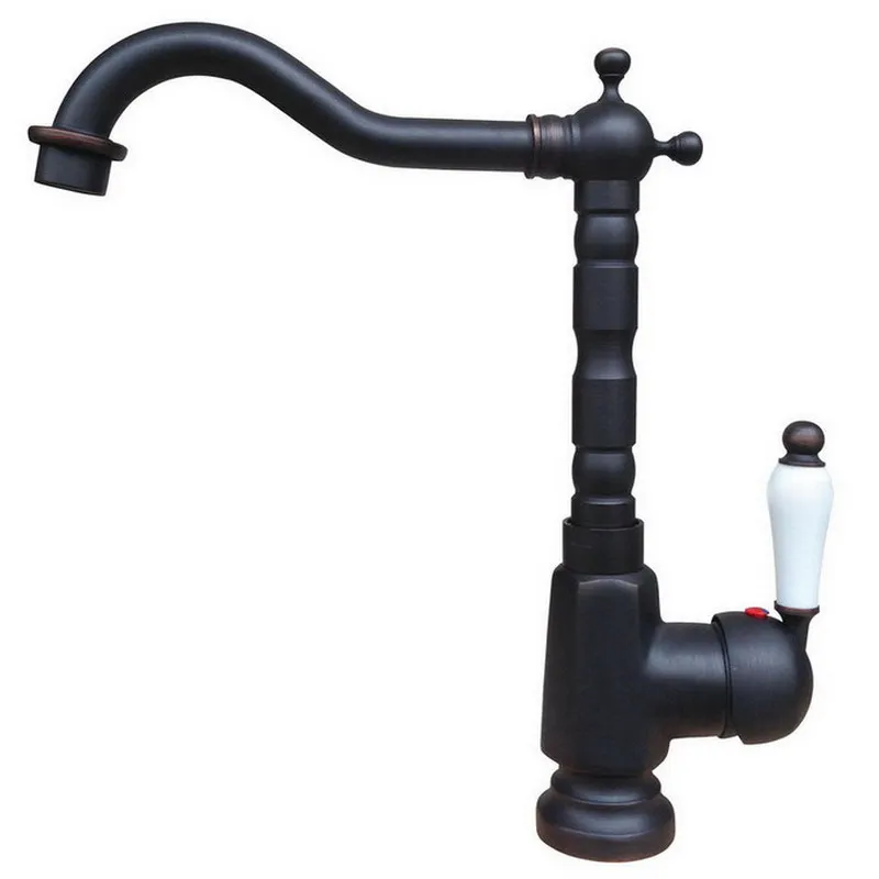 Black Oil Rubbed Bronze Kitchen Wet Bar Bathroom Vessel Sink Faucet Mixer Tap Single Hole Swivel Spout One Handle mnf335